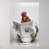 Kip op het toilet Een krant lezen Poster (Voorkant)