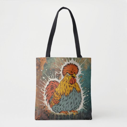 Kip op kleuren tote bag (Voorkant)