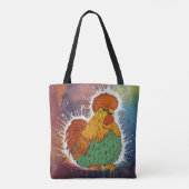 Kip op kleuren tote bag (Achterkant)