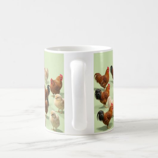 Kip op lichtgroene achtergrond koffiemok (Handvat)