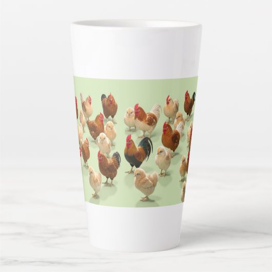 Kip op lichtgroene achtergrond latte mok (Voorkant)