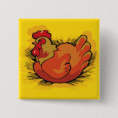 Kip op Nest Licht Boerderij Kip Vierkante Button 5,1 Cm (Voorkant)