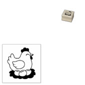 Kip op Nest met Eieren 1x1 Rubberstempel (Gestempeld)