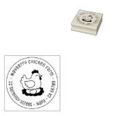 Kip op Nest met Eieren Ronde Adres Rubberstempel (Gestempeld)