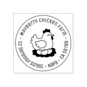 Kip op Nest met Eieren Ronde Adres Rubberstempel (Afrduk)