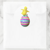 Kip op paaseieren ronde sticker (Tas)
