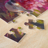 Kip op wilde alaskan-bloemen met bergen legpuzzel (Zijkant)