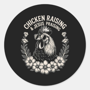 Kip opvoeden en Jezus prijzen Ronde Sticker