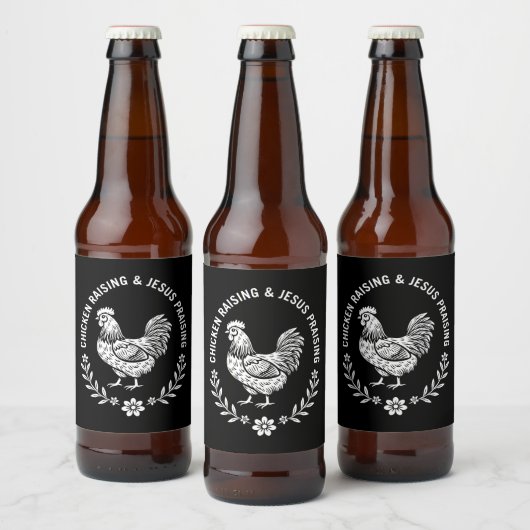 Kip opvoeden & Jezus prijzen Bier Etiket (Flessen)