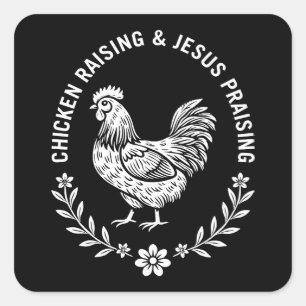 Kip opvoeden & Jezus prijzen Vierkante Sticker
