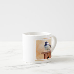 Kip over vogelschilderende oorspronkelijke vogelku espresso kop