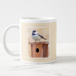 Kip over vogelschilderende oorspronkelijke vogelku grote koffiekop