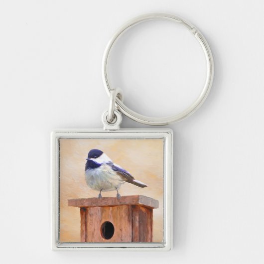 Kip over vogelschilderende oorspronkelijke vogelku sleutelhanger (Voorkant)