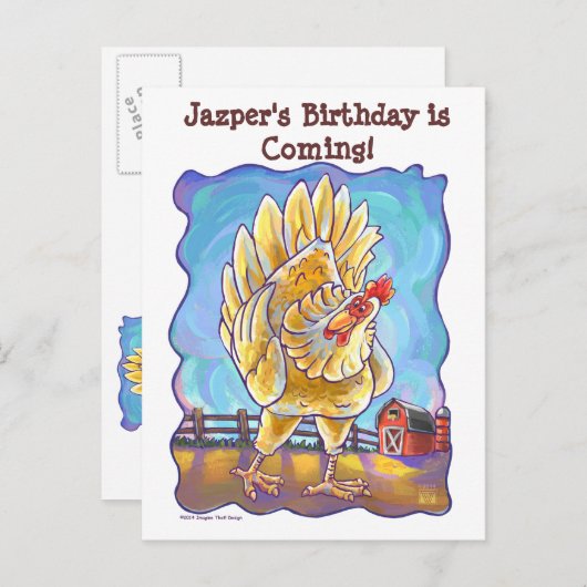 Kip Party Center Aankondigingskaart (Voorkant / Achterkant)