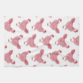 Kip Patroon Rood en Wit Theedoek (Horizontaal)