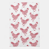 Kip Patroon Rood en Wit Theedoek (Verticaal)