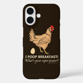 Kip poept ontbijt grappig ontwerp iPhone 16 hoesje