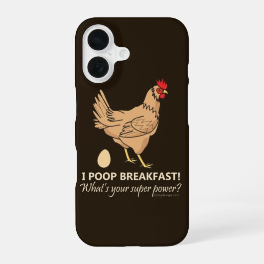 Kip poept ontbijt grappig ontwerp iPhone 16 hoesje (Achterkant)