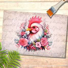 Kip Portret in Bloemen 1 Decoupage Papier