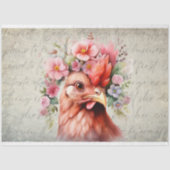 Kip Portret in Bloemen 3 Decoupage Papier (Voorkant)