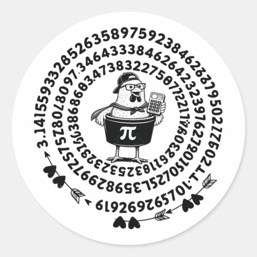 Kip Pot Houder Rekenmachine Wiskunde Docent Pi Dag Ronde Sticker (Voorkant)