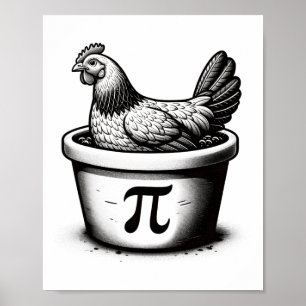 Kip Pot Pastei Grappige Wiskunde Grap Kip Pot Pi D Poster