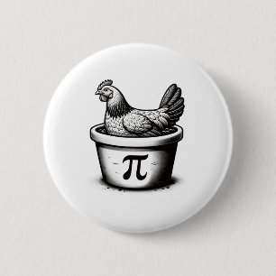 Kip Pot Pastei Grappige Wiskunde Pun Kip Pot Pi Da Ronde Button 5,7 Cm