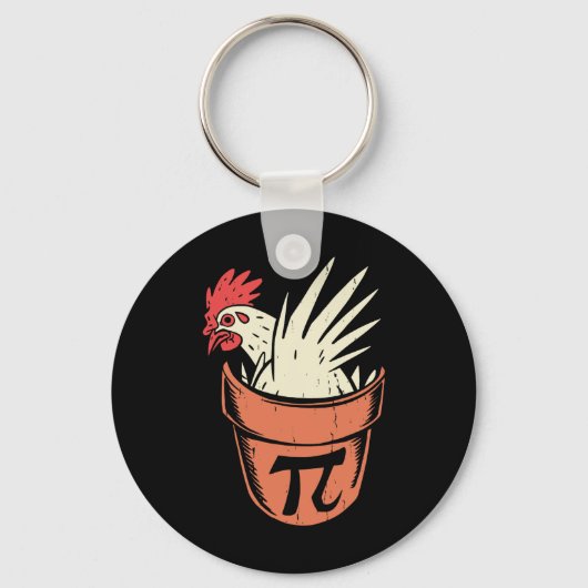 Kip Pot Pi Grappige Wiskundeleraar Pun Pi-dag Sleutelhanger (Voorkant)