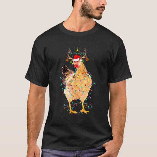 Kip Rendier Kerstlichten Kip Kerstmis T-shirt (Voorkant)