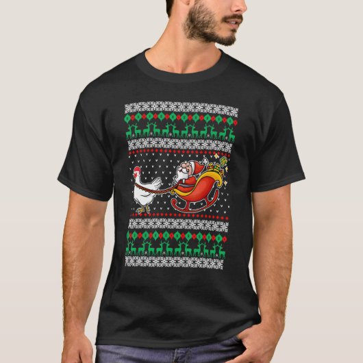 Kip Rendier Kerstman UGLY Kerst Pyjama T-shirt (Voorkant)