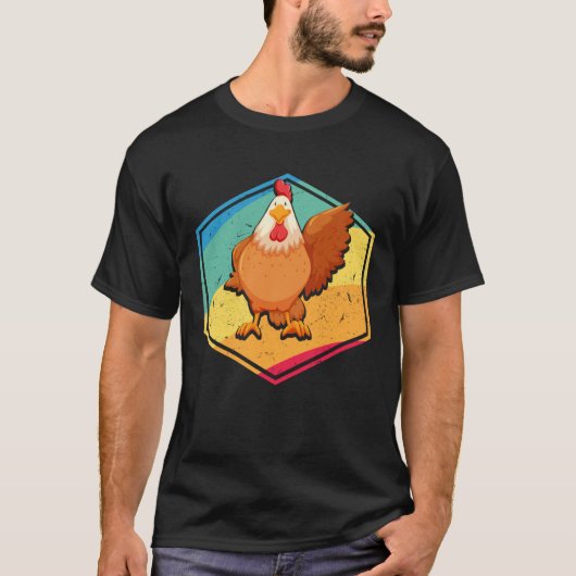 Kip Retro Stijl T-shirt (Voorkant)