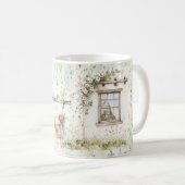 Kip Romantisch Huis Raam Bloem Koffiemok (Voorkant rechts)