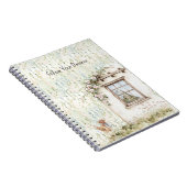 Kip Romantisch Huis Raam Bloem Notitieboek (Rechterzijde)