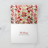 Kip Rood & Groen Waterverf Kerst Foto Feestdagen Kaart (Binnen)