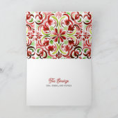 Kip Rood & Groen Waterverf Kerstfoto Feestdagen Kaart (Binnen)