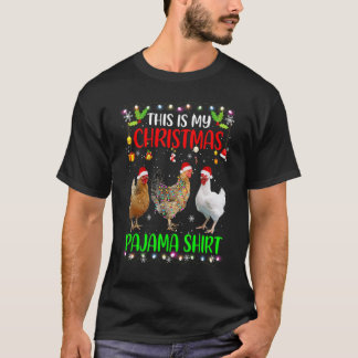 Kip Santa Hoed Lichtjes Dit Is Mijn Kerst Pyjama T-shirt