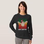Kip Santa Hoed Vrolijk Kerstmis Pyjama Grappig Ani T-shirt (Voorkant volledig)