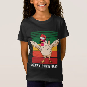 Kip Santa Hoed Vrolijk Kerstmis Pyjama Grappig Ani T-shirt