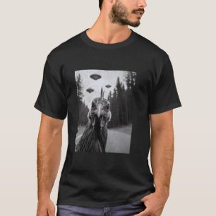 Kip Selfie Met Alien UFO, Grappige UFO Boerderij A T-shirt