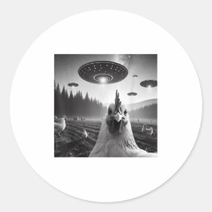 Kip Selfie Met Alien Ufo Tee Funny Cadeaus Mannen Ronde Sticker