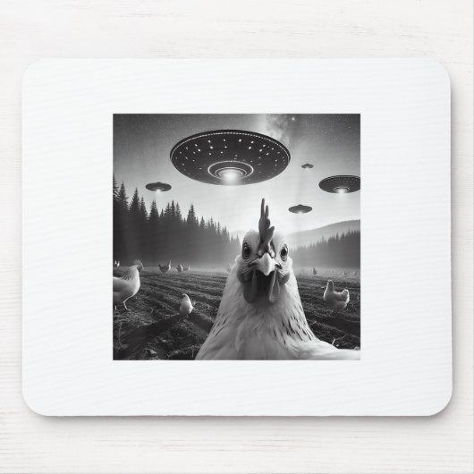 Kip Selfie Met Alien Ufo Tee Grappige Cadeaus Mann Muismat (Voorkant)