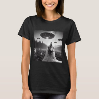 Kip Selfie Met Alien Ufo Tee Grappige Cadeaus Mann T-shirt