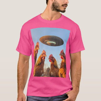 Kip Selfie met UFO's Aliens Grappige Grafische T-shirt