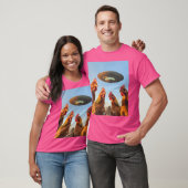 Kip Selfie met UFO's Aliens Grappige Grafische T-shirt (Unisex)