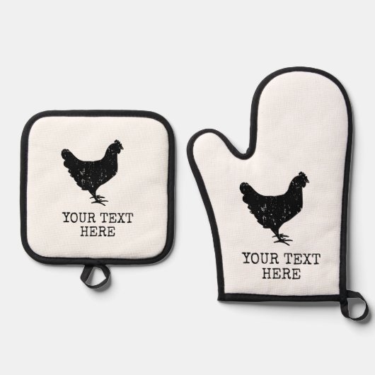 kip silhouet logo custom BBQ Ovenwant & Pannenlap Set (Voorkant)