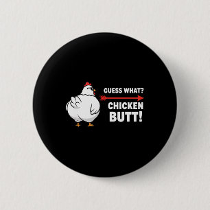 Kip, speelse gok-wat-kip-reet humor ronde button 5,7 cm