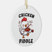 Kip speelt viool keramisch ornament (Rechts)