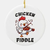 Kip speelt viool keramisch ornament (Achterkant)