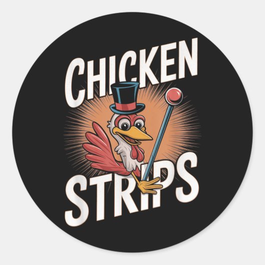 Kip Strips Top Hat Grappige Kip Pun Ronde Sticker (Voorkant)