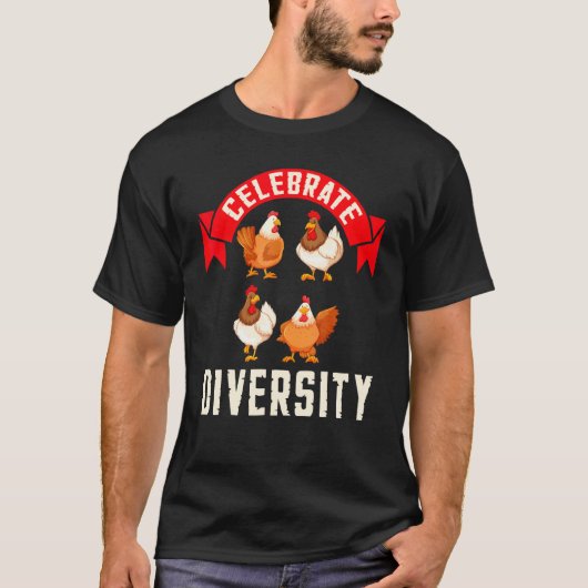 Kip T-shirt Diversiteit Vieren (Voorkant)